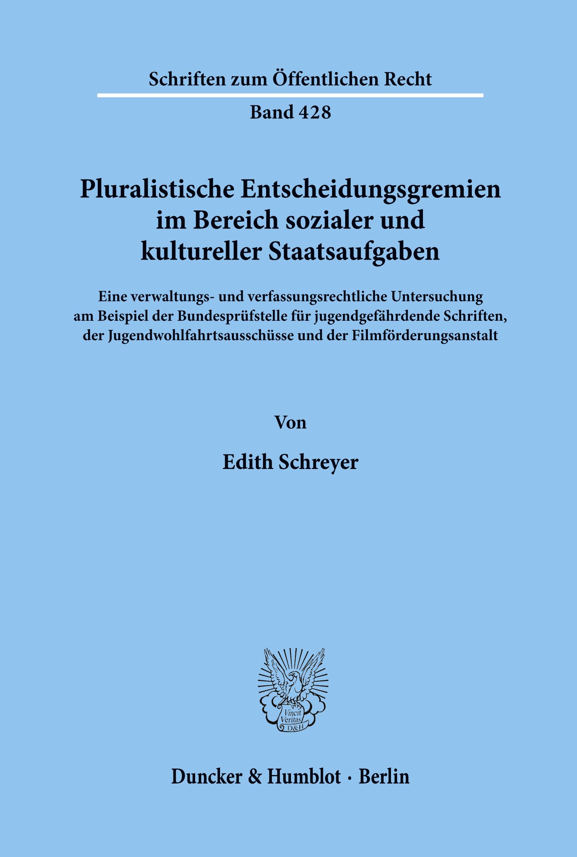 Vorderes Coverbild Pluralistische Entscheidungsgremien im Bereich sozialer und kultureller Staatsaufgaben.
