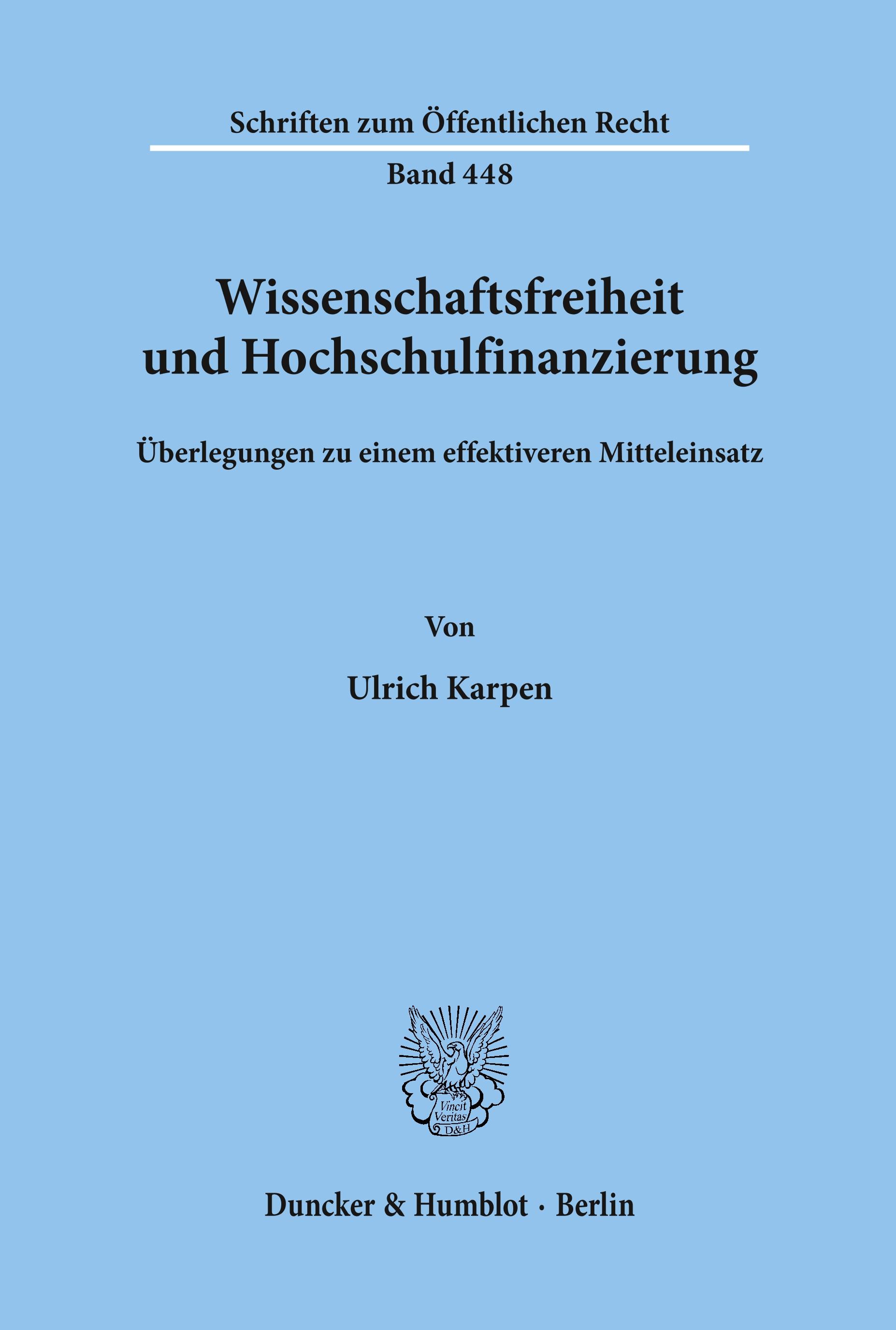 Vorderes Coverbild Wissenschaftsfreiheit und Hochschulfinanzierung.