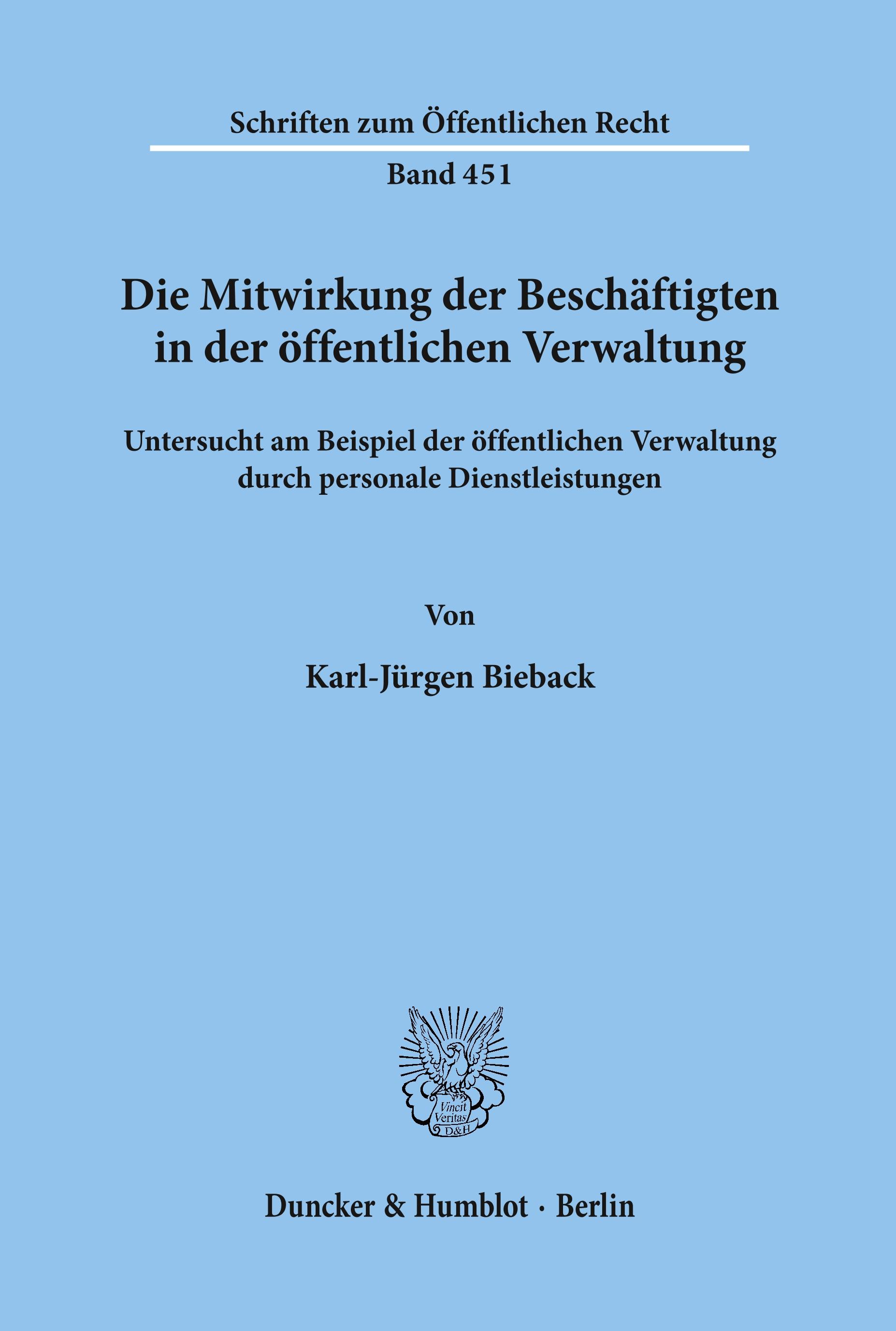 Vorderes Coverbild Die Mitwirkung der Beschäftigten in der öffentlichen Verwaltung,