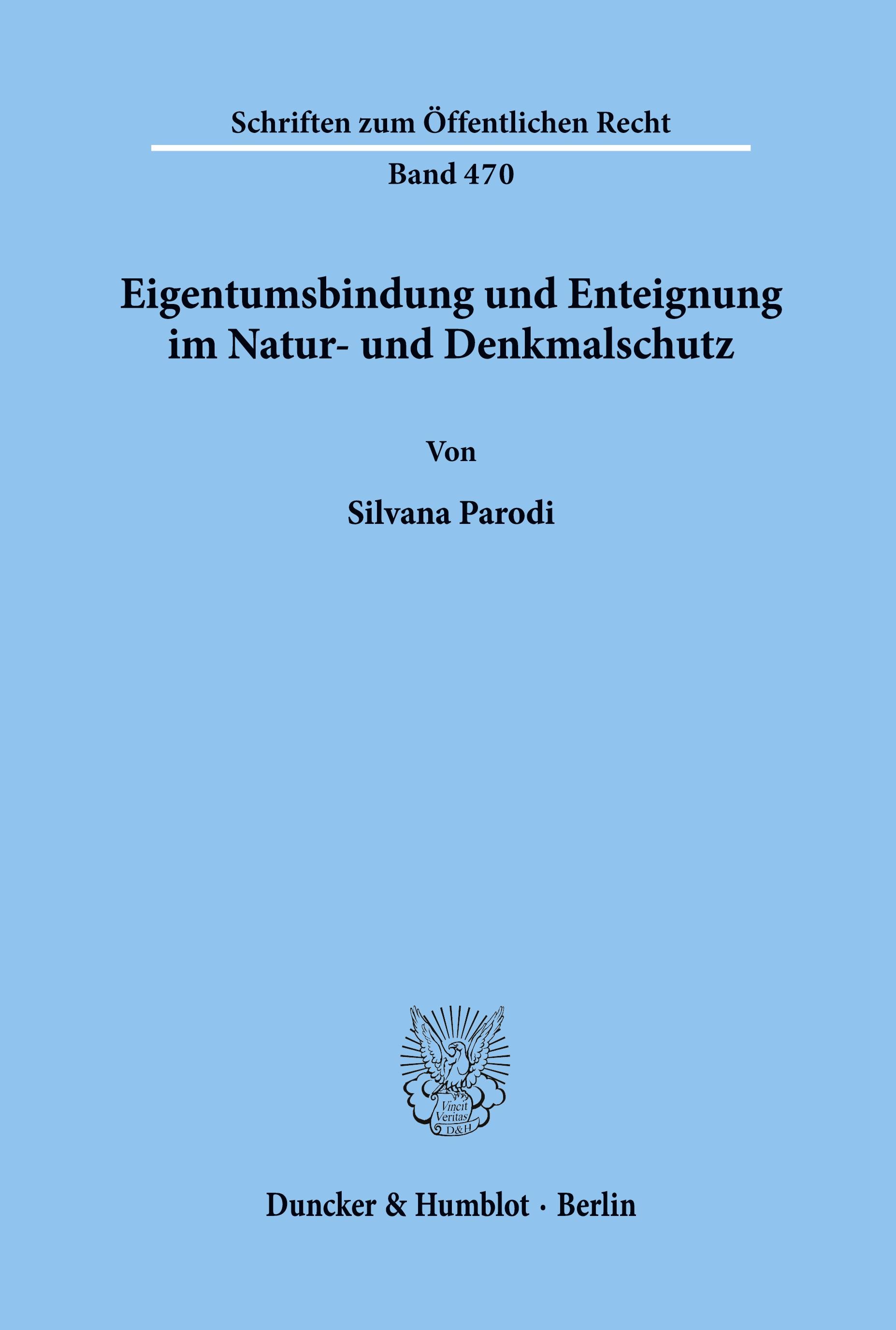 Vorderes Coverbild Eigentumsbindung und Enteignung im Natur- und Denkmalschutz.