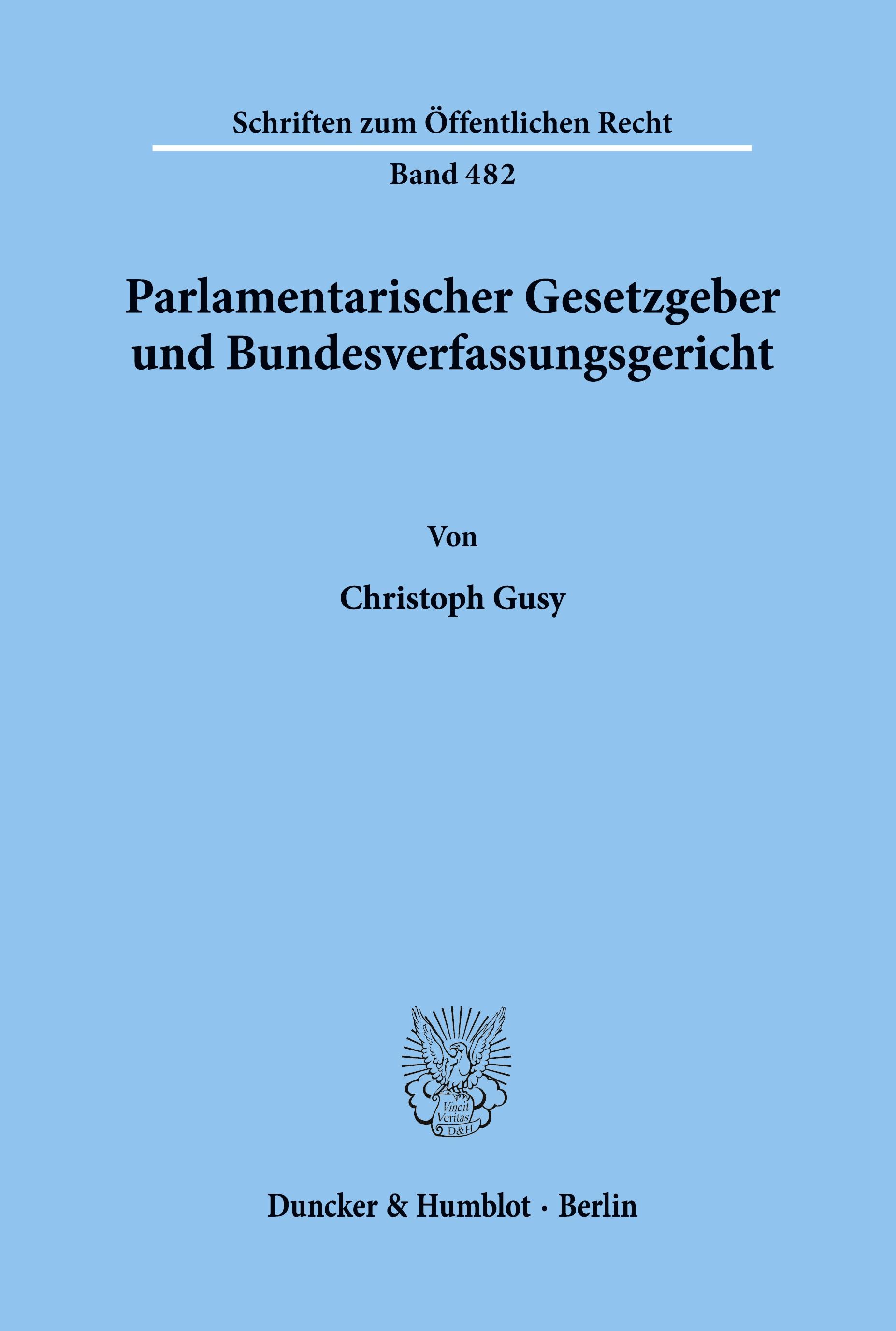 Vorderes Coverbild Parlamentarischer Gesetzgeber und Bundesverfassungsgericht.