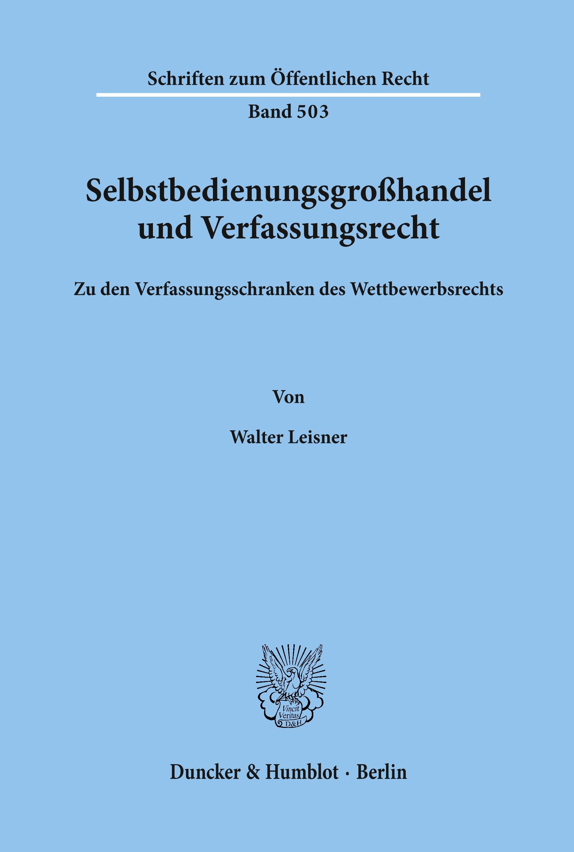 Vorderes Coverbild Selbstbedienungsgroßhandel und Verfassungsrecht.