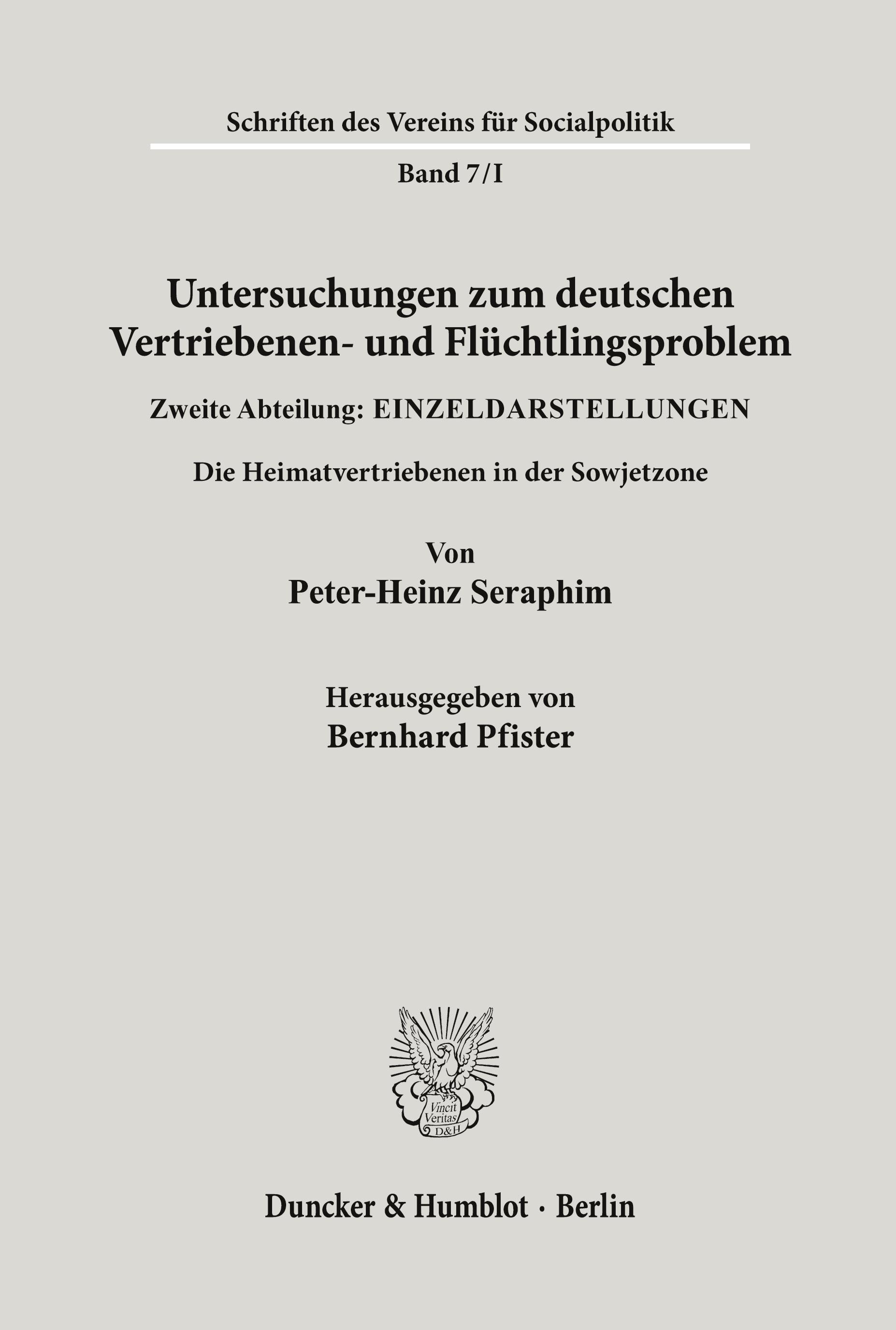 Vorderes Coverbild Untersuchungen zum deutschen Vertriebenen- und Flüchtlingsproblem.