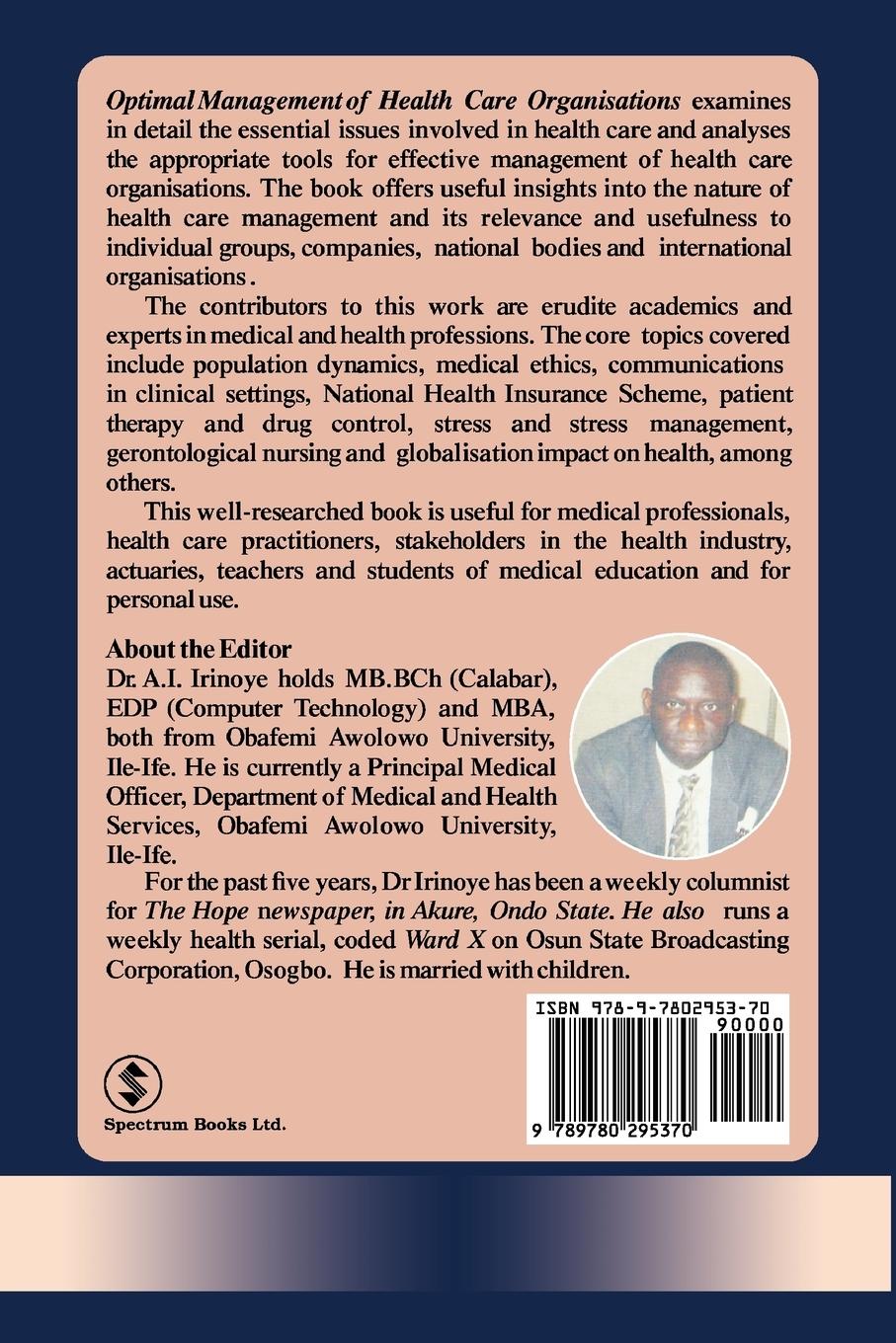 Rückseitencover Optimal Management of Heath Care Organisations