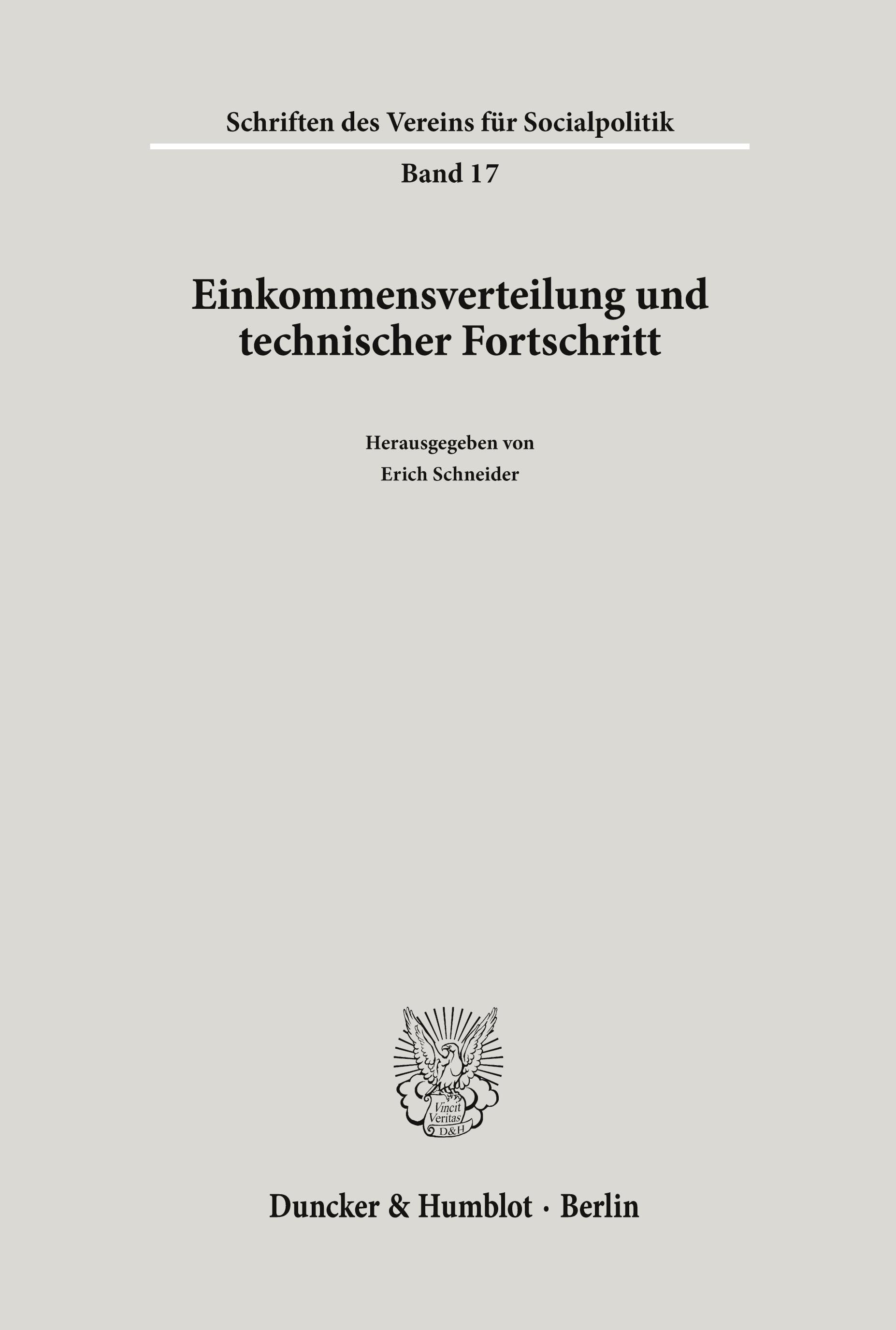 Vorderes Coverbild Einkommensverteilung und technischer Fortschritt.