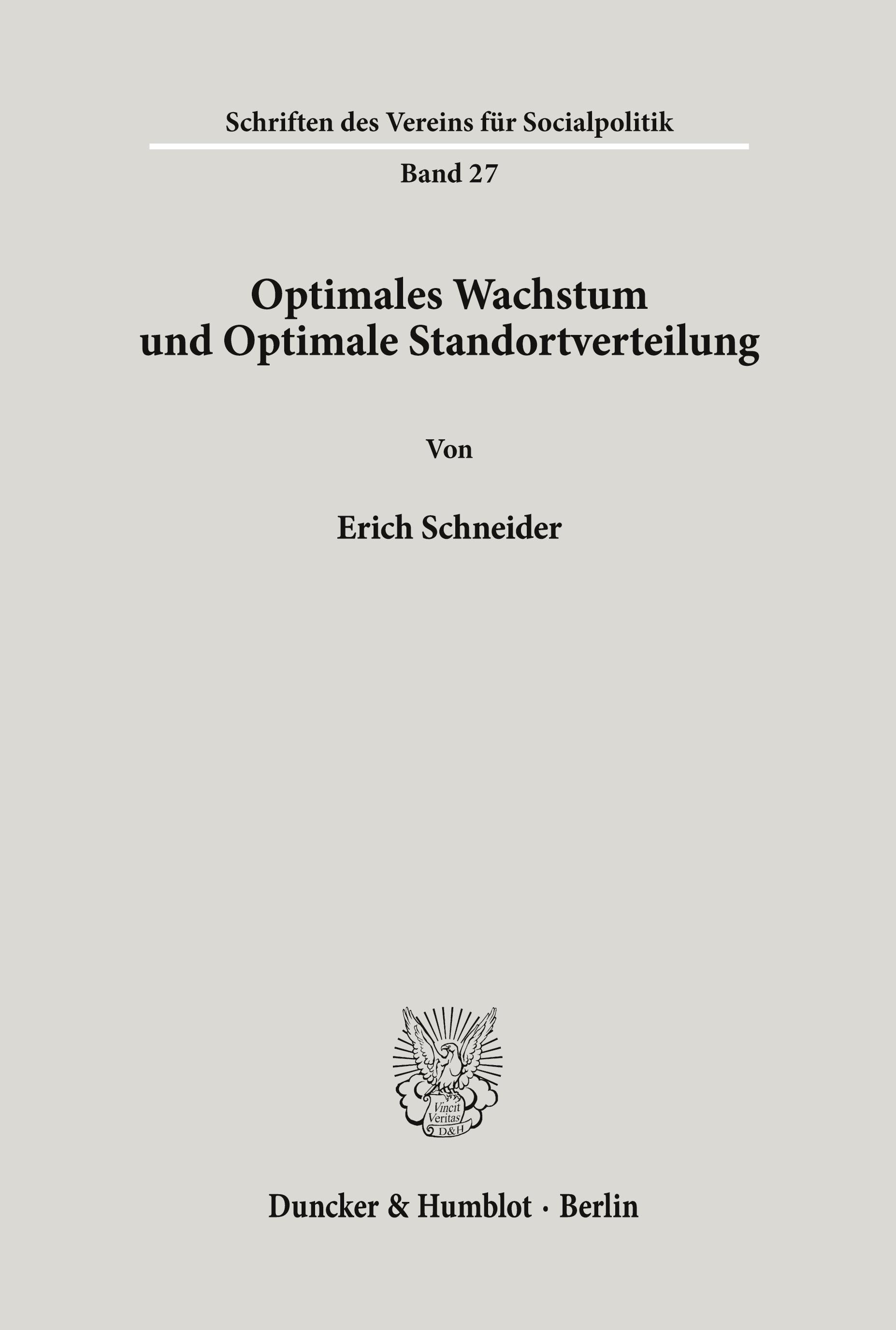 Vorderes Coverbild Optimales Wachstum und Optimale Standortverteilung.