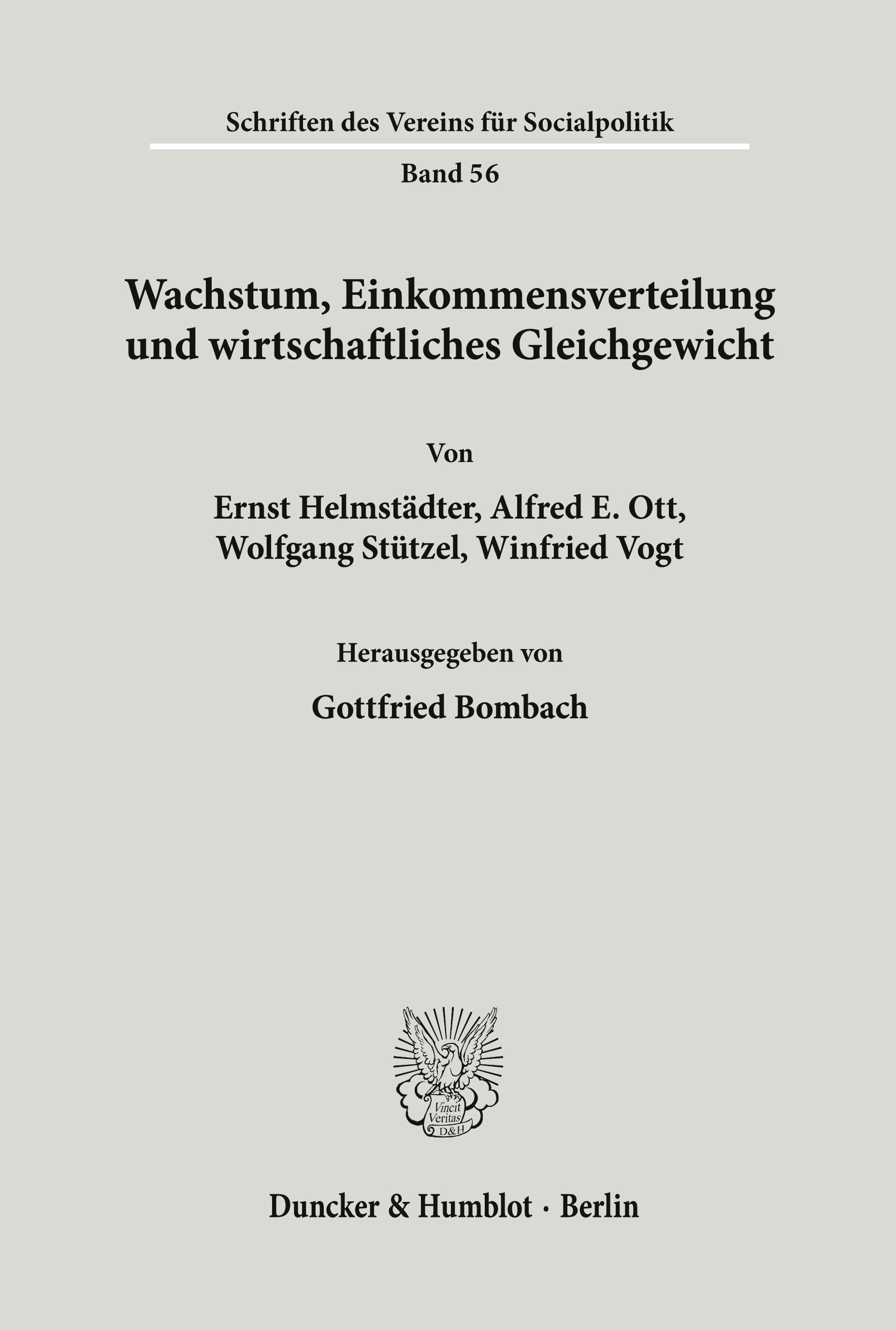 Vorderes Coverbild Wachstum, Einkommensverteilung und wirtschaftliches Gleichgewicht.