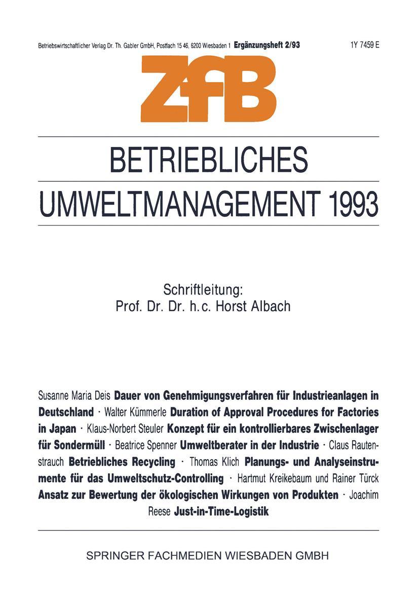 Vorderes Coverbild Betriebliches Umweltmanagement 1993