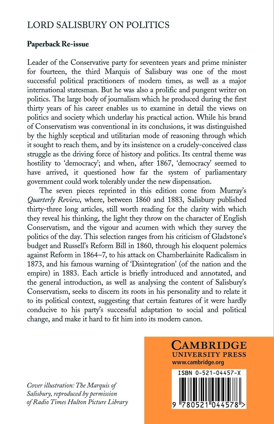 Rückseitencover Lord Salisbury on Politics