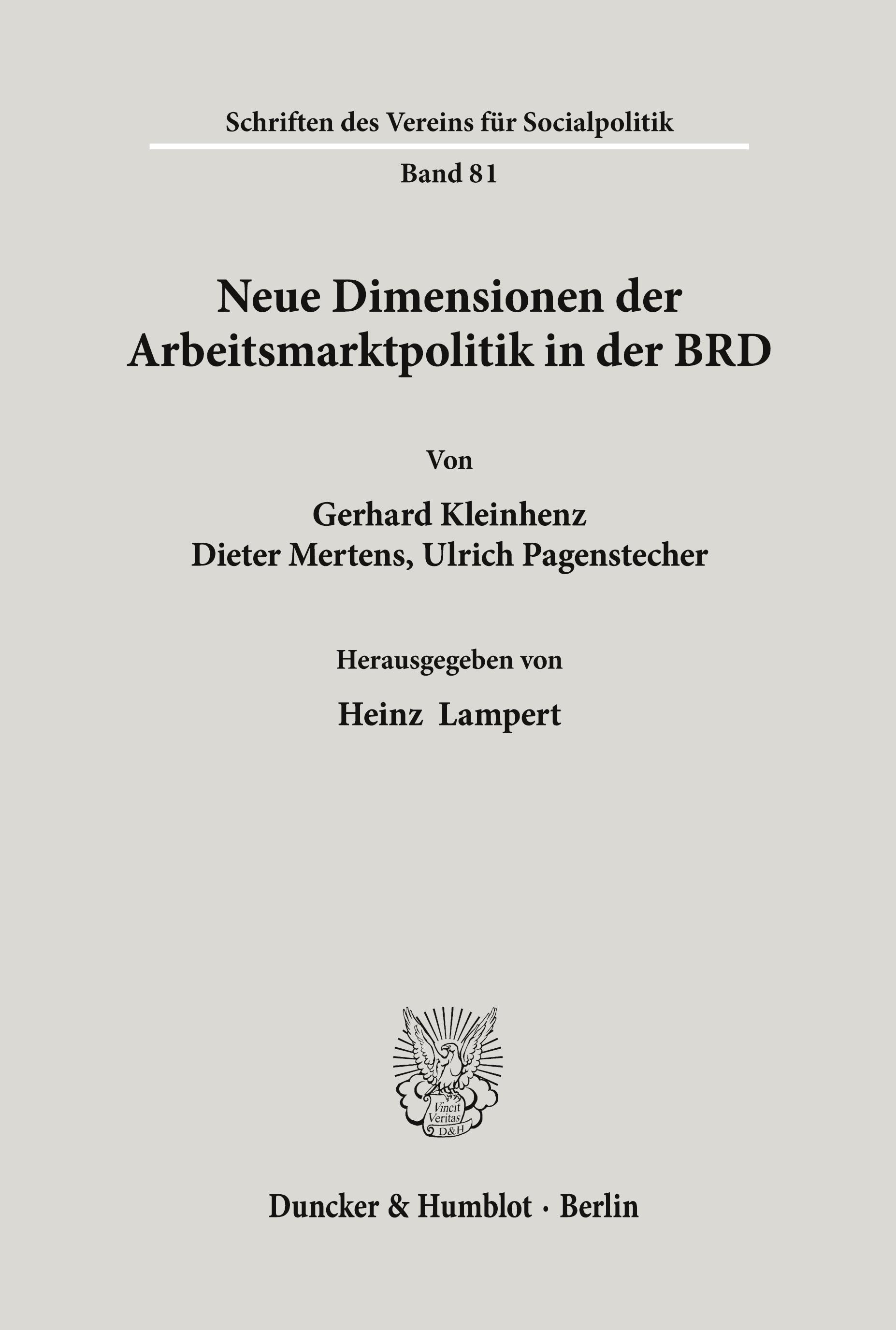 Vorderes Coverbild Neue Dimensionen der Arbeitsmarktpolitik in der BRD.