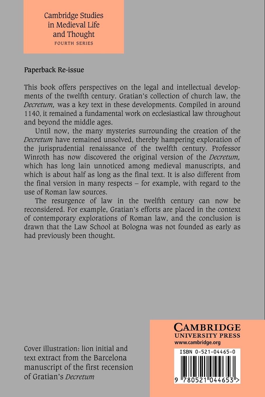 Rückseitencover The Making of Gratian's Decretum