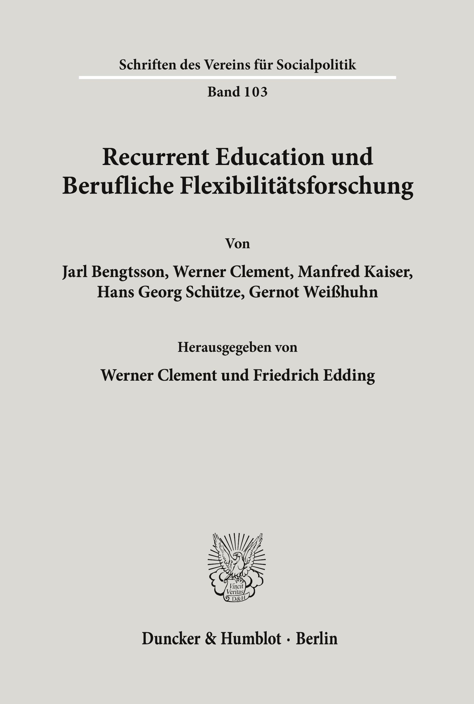 Vorderes Coverbild Recurrent Education und Berufliche Flexibilitätsforschung.