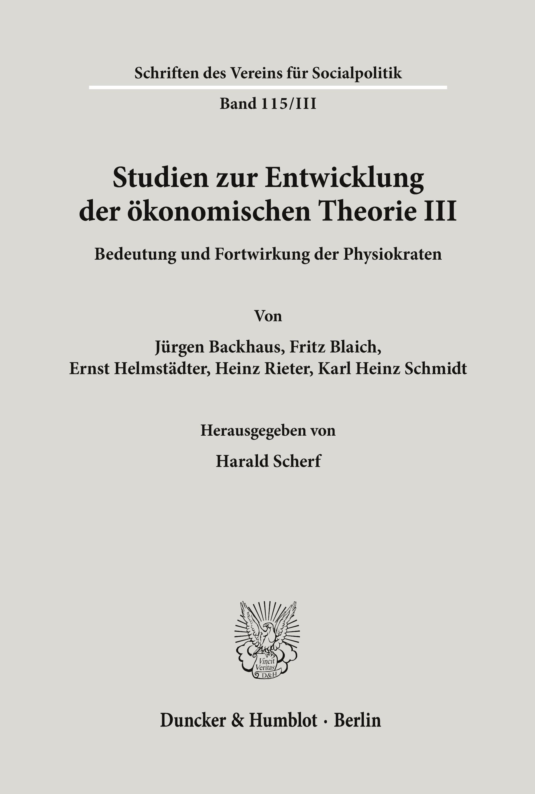 Vorderes Coverbild Bedeutung und Fortwirkung der Physiokraten.