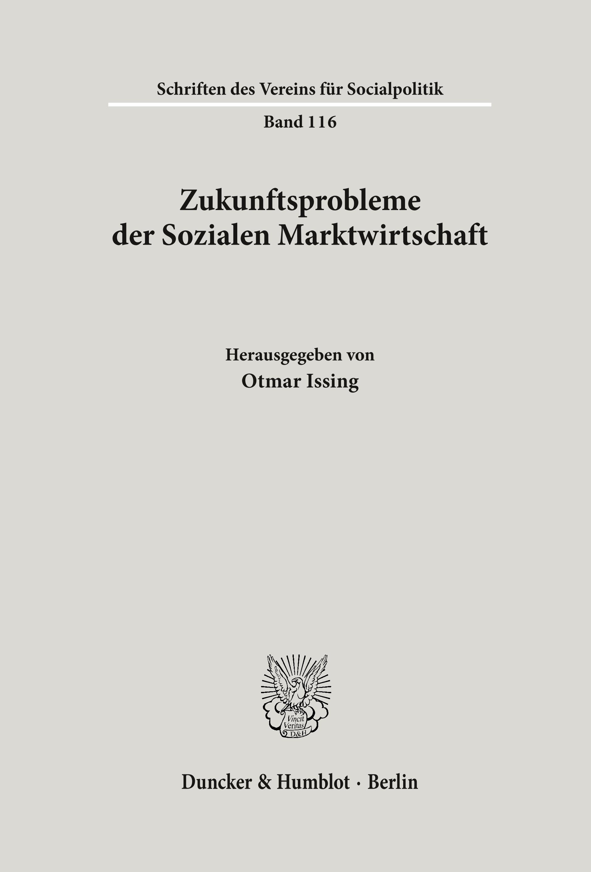 Vorderes Coverbild Zukunftsprobleme der Sozialen Marktwirtschaft.
