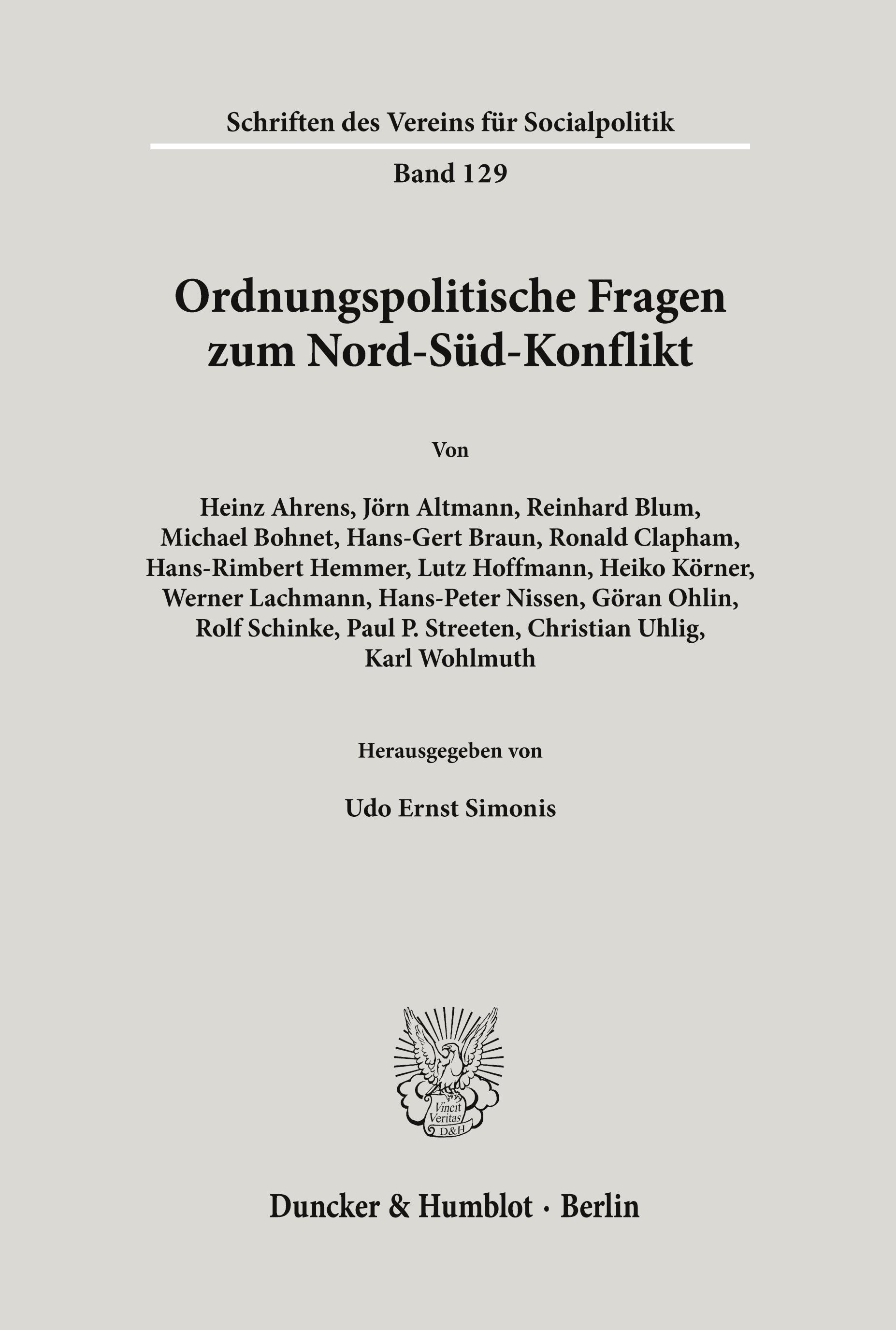Vorderes Coverbild Ordnungspolitische Fragen zum Nord-Süd-Konflikt.