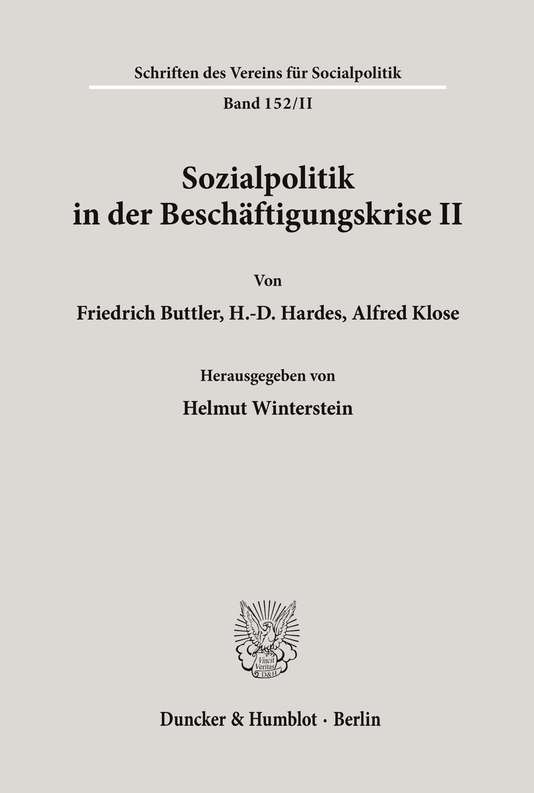Vorderes Coverbild Sozialpolitik in der Beschäftigungskrise II.