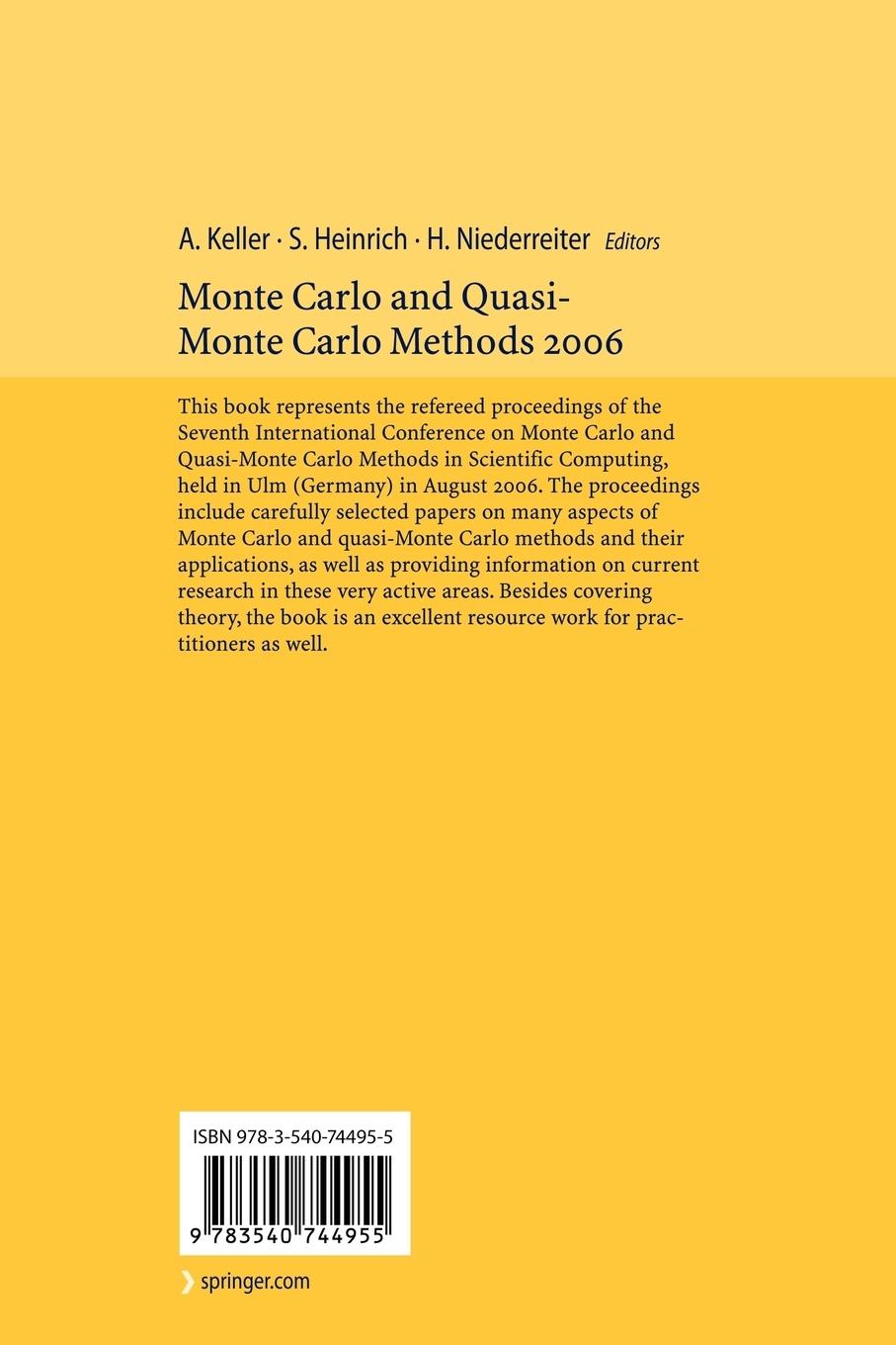 Rückseitencover Monte Carlo and Quasi-Monte Carlo Methods 2006