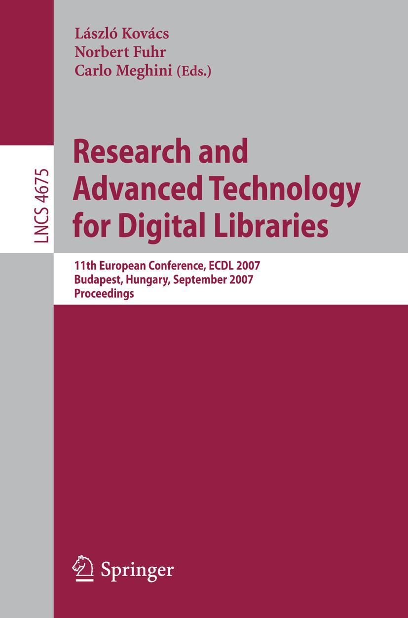 Vorderes Coverbild Research and Advanced Technology for Digital Libraries