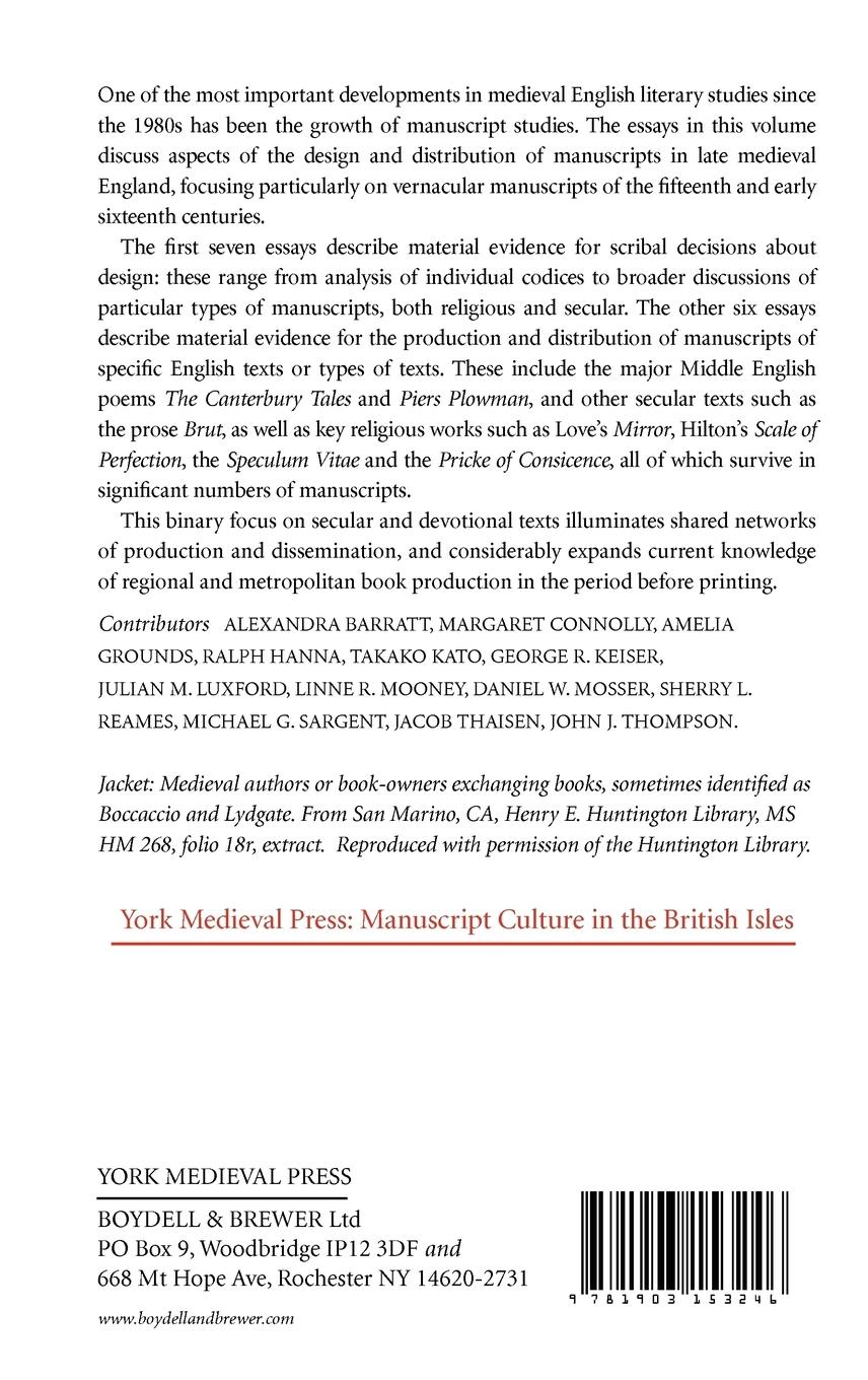 Rückseitencover Design and Distribution of Late Medieval Manuscripts in England