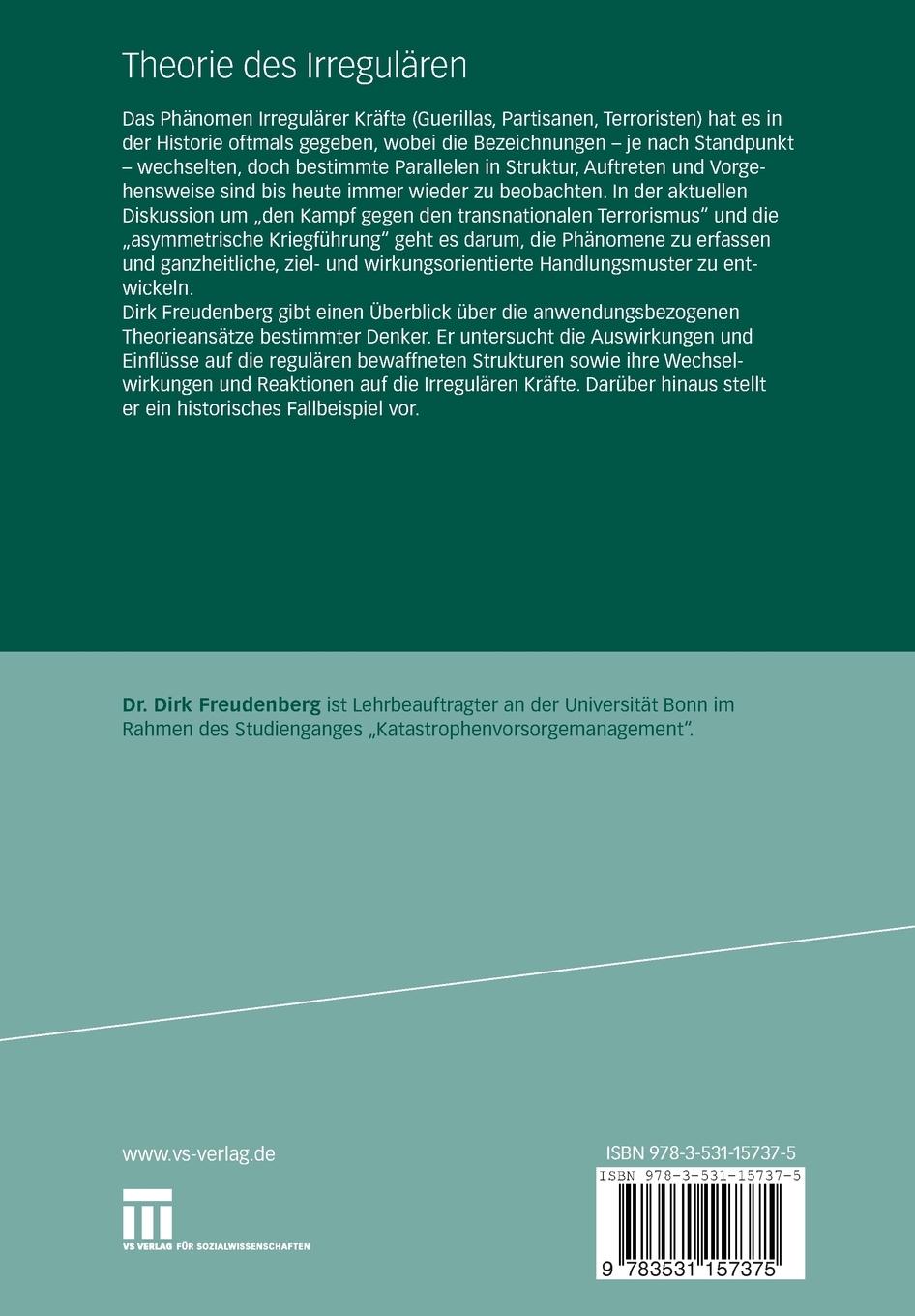 Rückseitencover Theorie des Irregulären