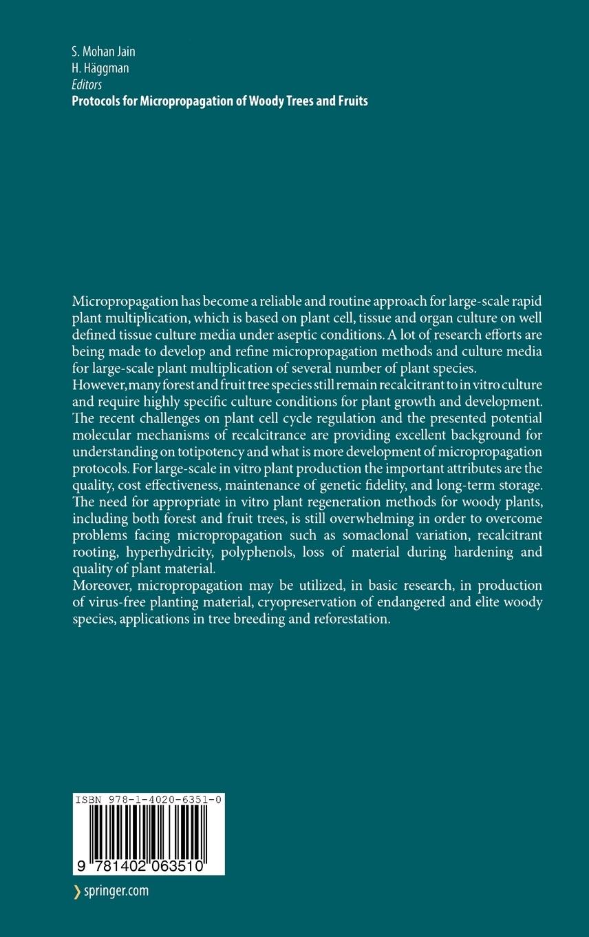 Rückseitencover Protocols for Micropropagation of Woody Trees and Fruits