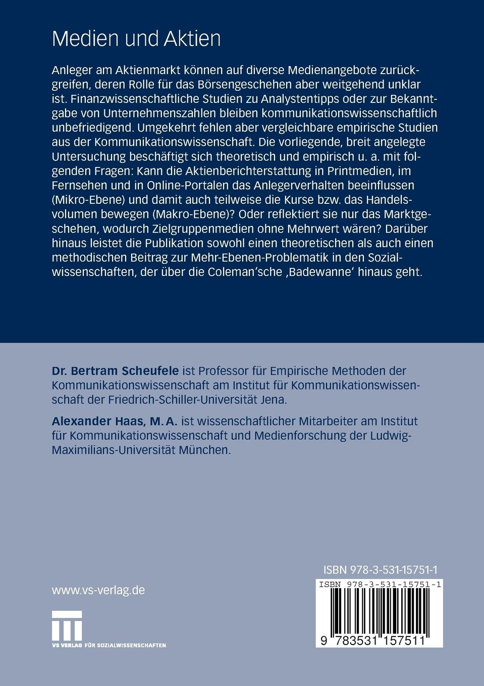 Rückseitencover Medien und Aktien