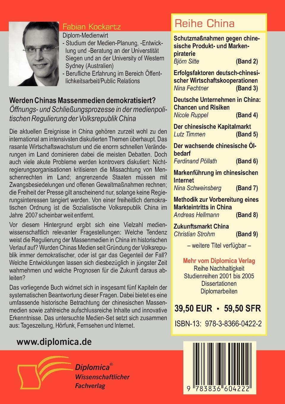 Rückseitencover Werden Chinas Massenmedien demokratisiert?