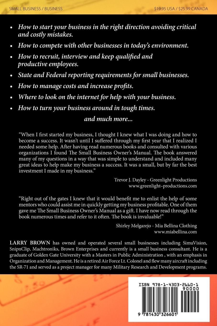 Rückseitencover THE OFFICIAL SMALL BUSINESS OWNERS MANUAL