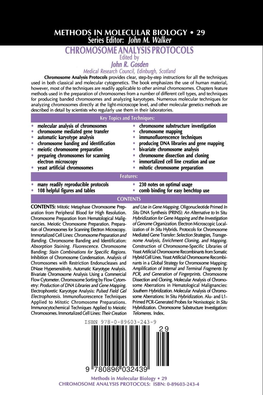 Rückseitencover Chromosome Analysis Protocols