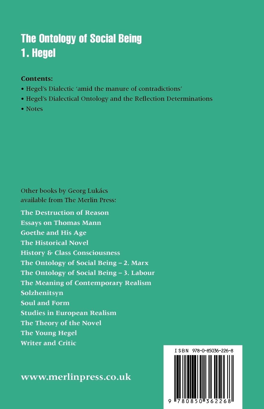 Rückseitencover Ontology of Social Being, Volume 1. Hegel