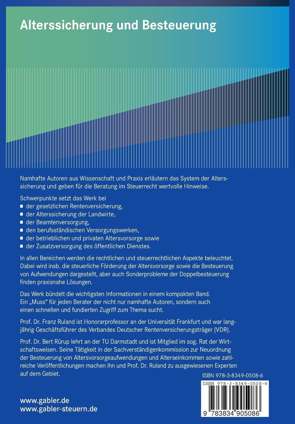 Rückseitencover Alterssicherung und Besteuerung