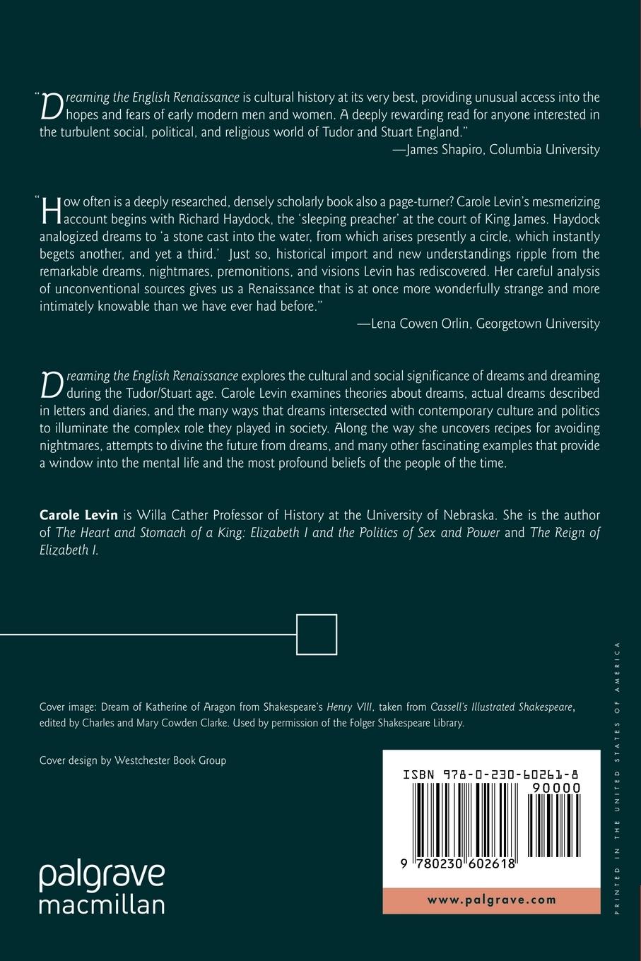 Rückseitencover Dreaming the English Renaissance