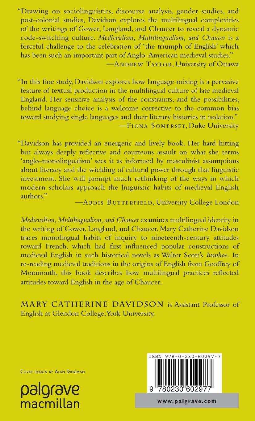 Rückseitencover Medievalism, Multilingualism, and Chaucer