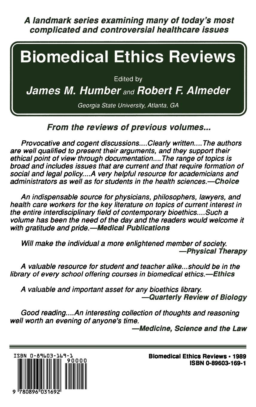 Rückseitencover Biomedical Ethics Reviews · 1989