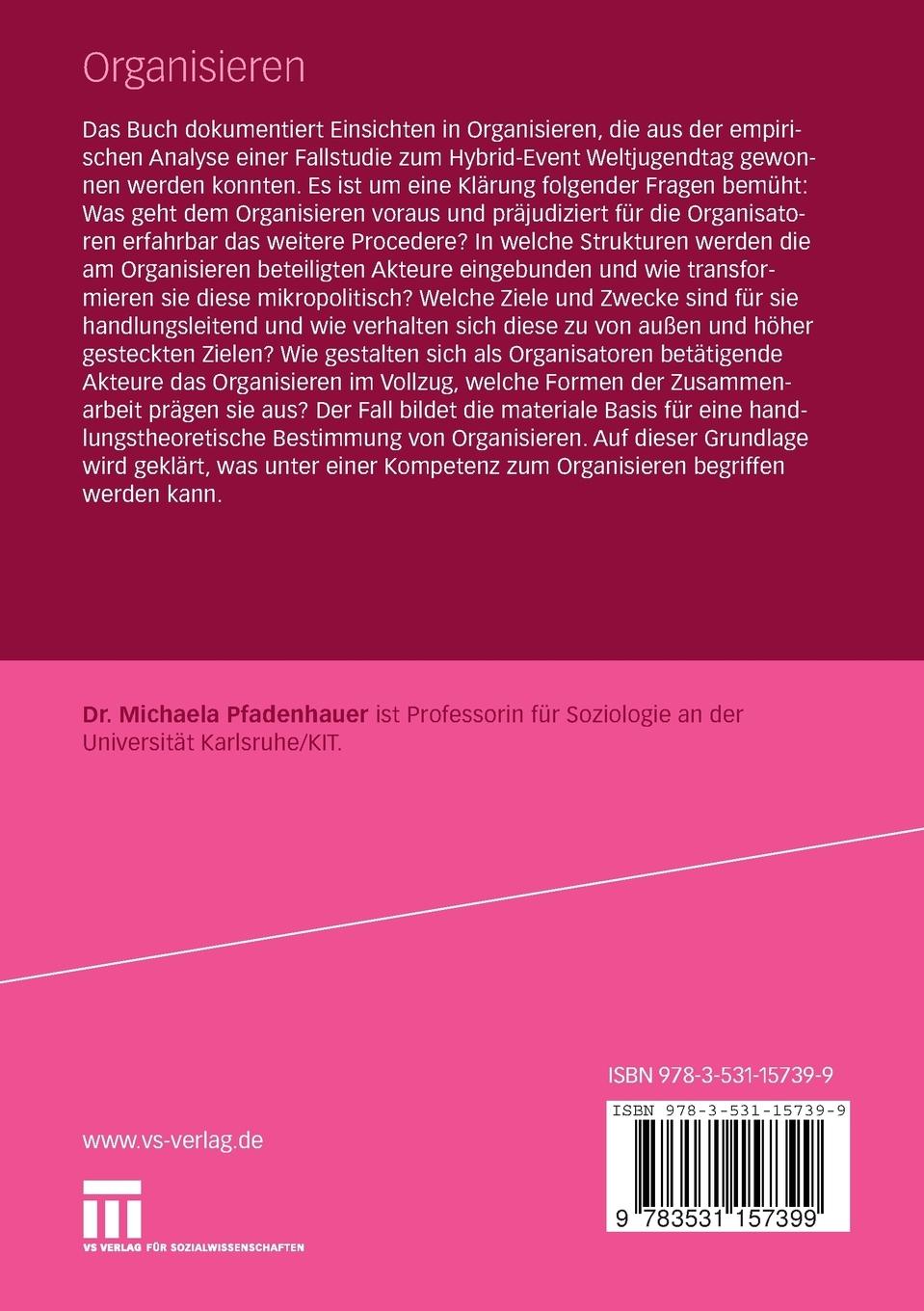 Rückseitencover Organisieren