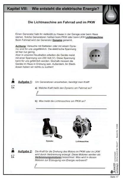 Beispielinhalt (Bild) Lernwerkstatt - 'Woher kommt der Strom?