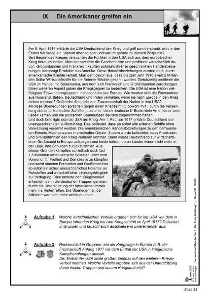 Beispielinhalt (Bild) Lernwerkstatt - Der Erste Weltkrieg