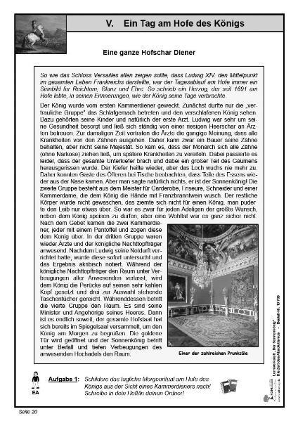 Beispielinhalt (Bild) Lernwerkstatt - Der Sonnenkönig' (Ludwig XIV.) Die Zeit des Absolutismus