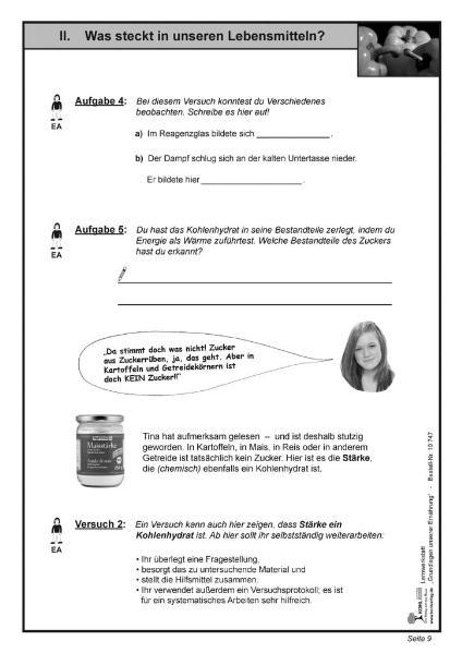Beispielinhalt (Bild) Lernwerkstatt - Grundlagen unserer Ernährung