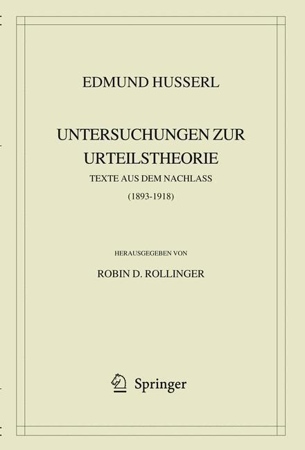 Vorderes Coverbild Edmund Husserl. Untersuchungen zur Urteilstheorie