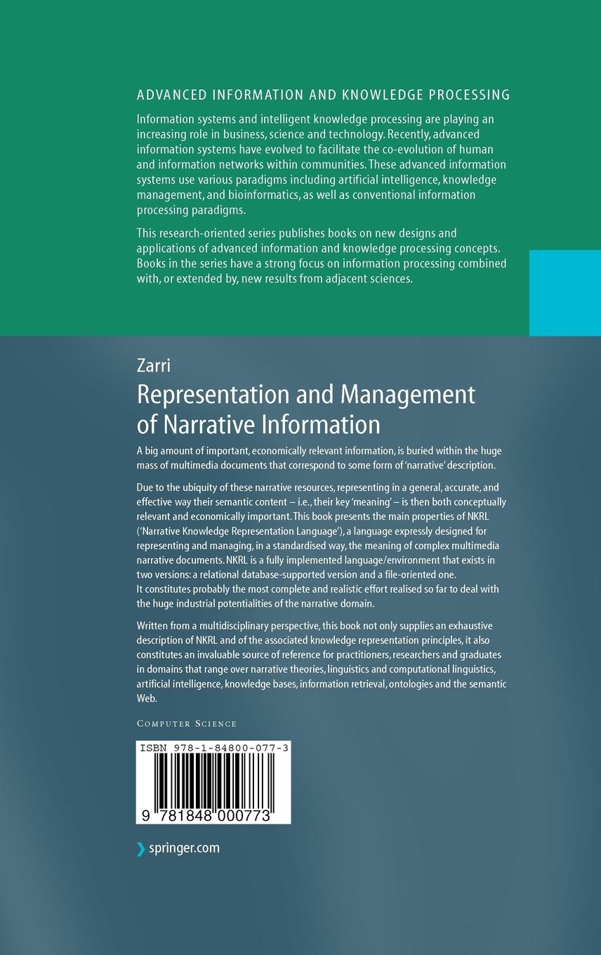 Rückseitencover Representation and Management of Narrative Information