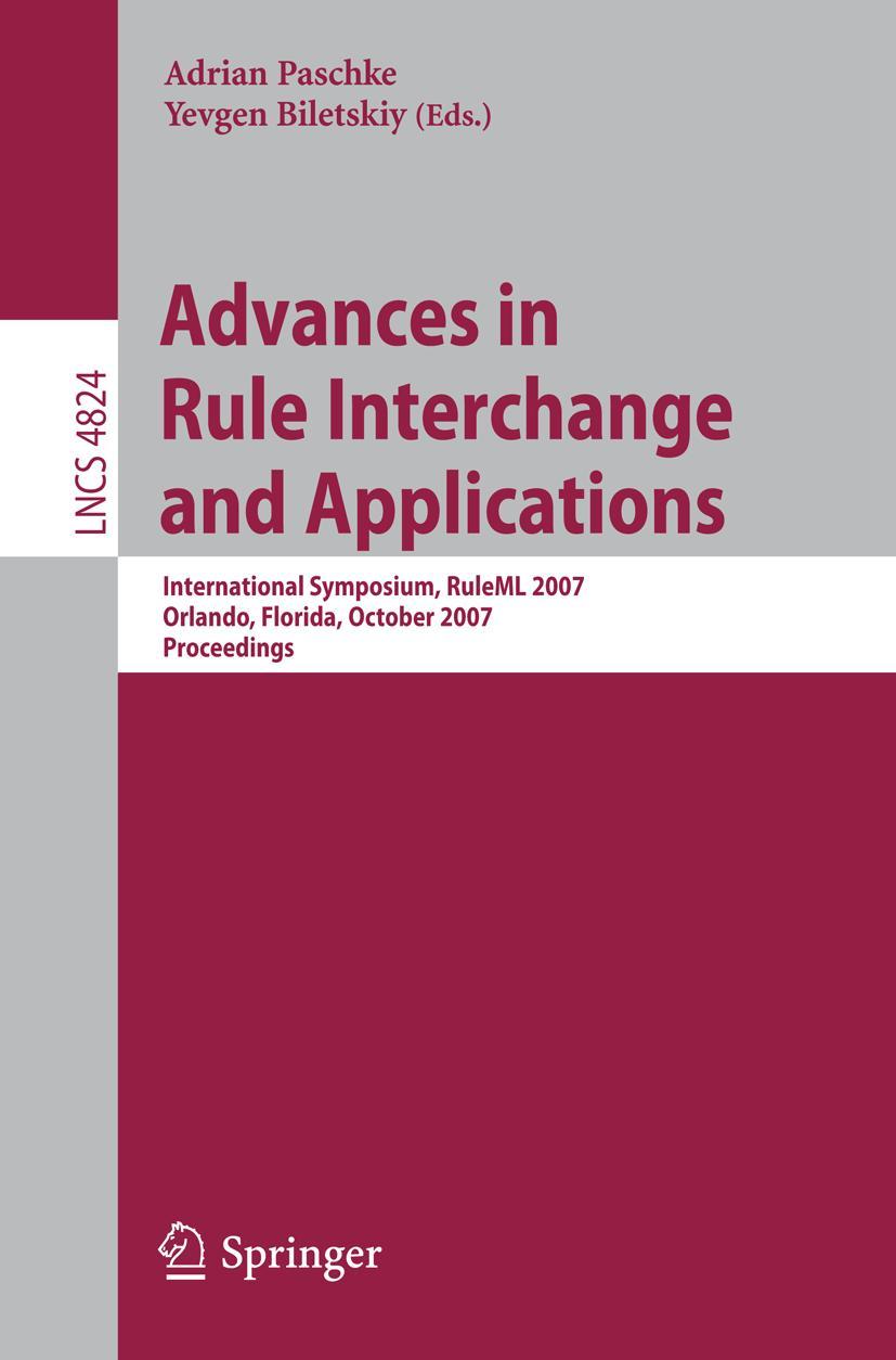 Vorderes Coverbild Advances in Rule Interchange and Applications