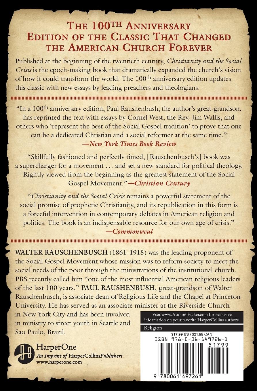 Rückseitencover Christianity and the Social Crisis in the 21st Century