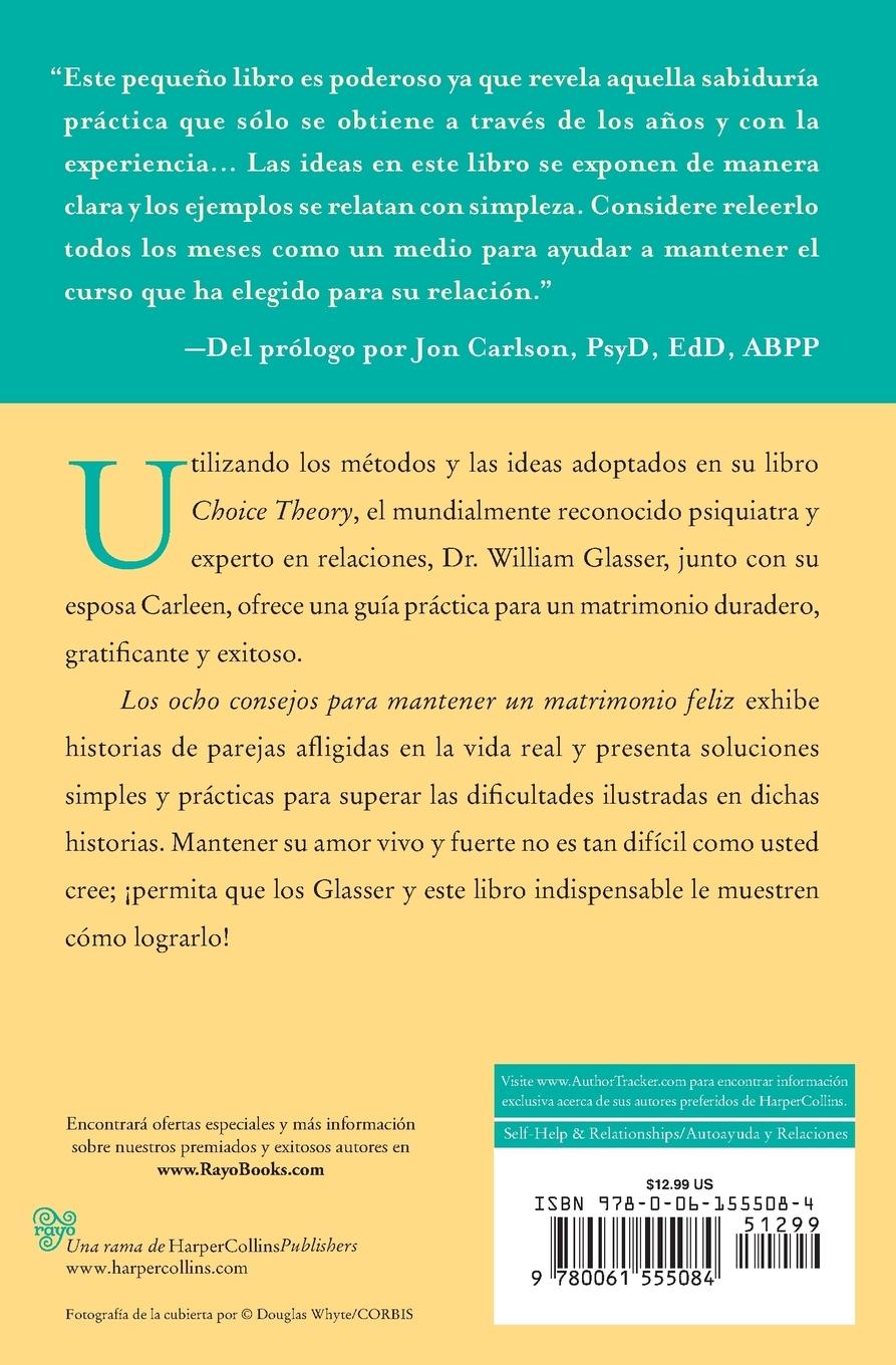 Rückseitencover Los Ocho Consejos Para Mantener Un Matrimonio Feliz = Eight Lessons for a Happier Marriage