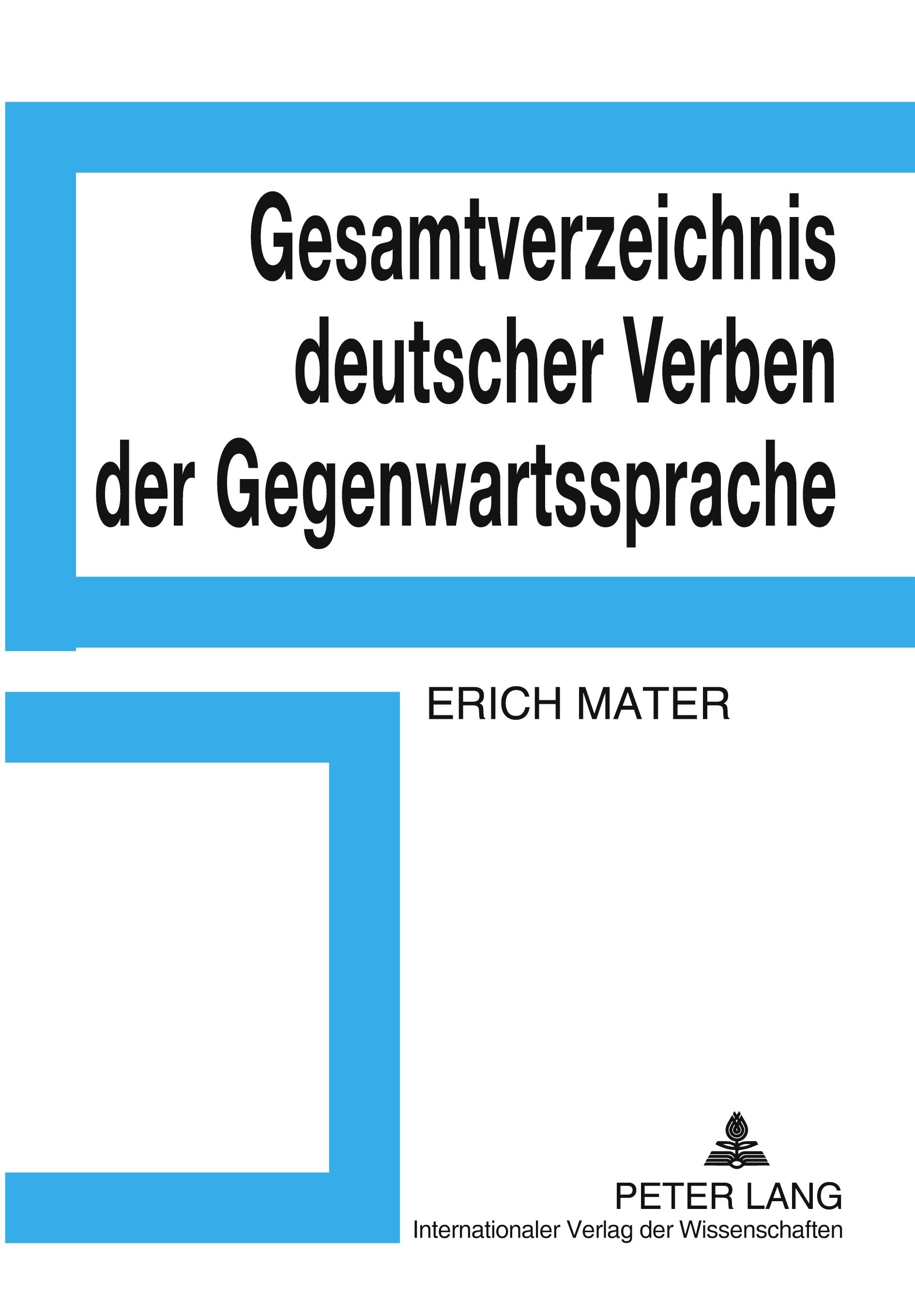Vorderes Coverbild Gesamtverzeichnis deutscher Verben der Gegenwartssprache