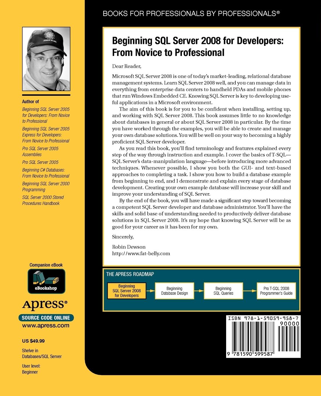 Rückseitencover Beginning SQL Server 2008 for Developers