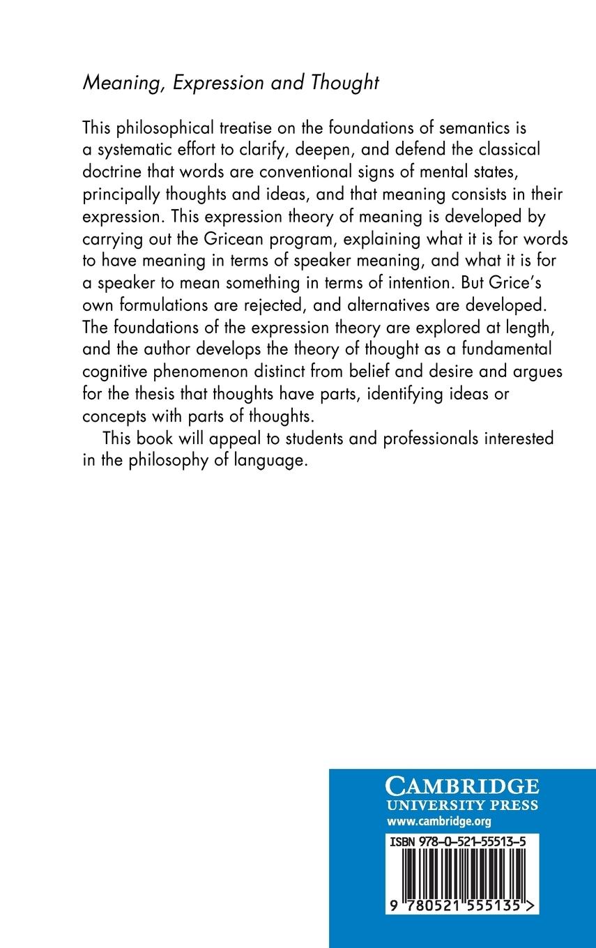 Rückseitencover Meaning, Expression and Thought