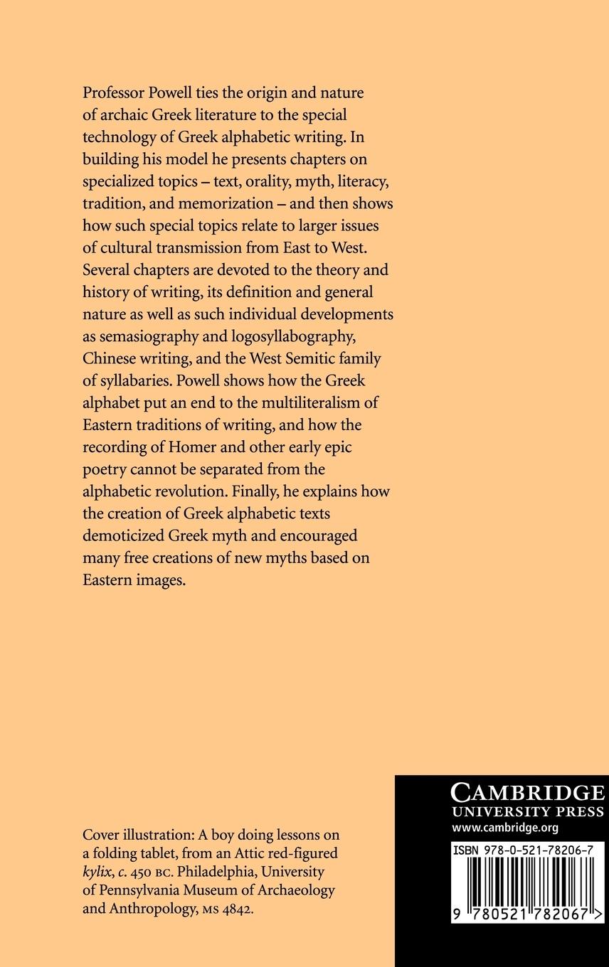 Rückseitencover Writing and the Origins of Greek Literature