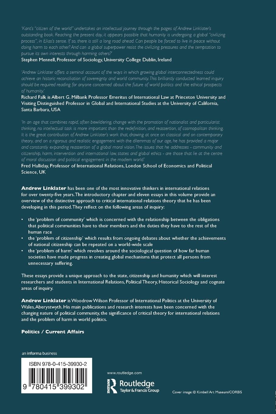 Rückseitencover Critical Theory and World Politics