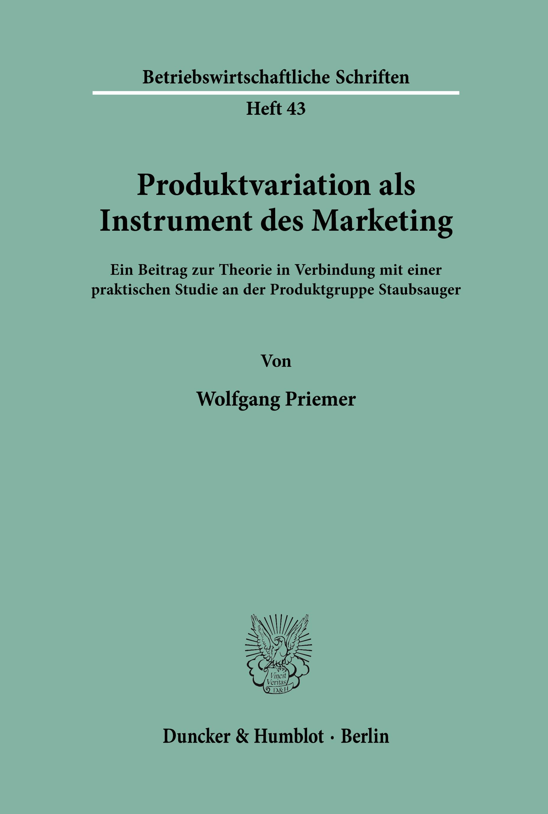 Vorderes Coverbild Produktvariation als Instrument des Marketing.